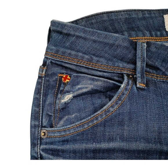 Hudson‎ Jeans Womens 26 Blue Bootcut Flap Pocket Distressed Denim Made USA - Picture 3 of 10